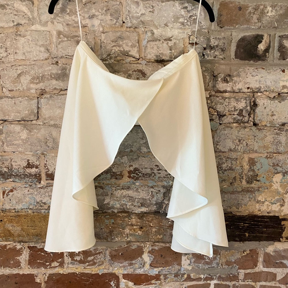 Peace and Love White Crop/Bandeau with Flowing Fabric